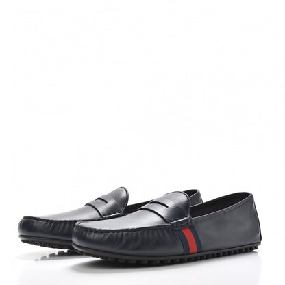 Gucci Nappa Web Mens Kanye Driver Loafers 9 Blue 3 of 9