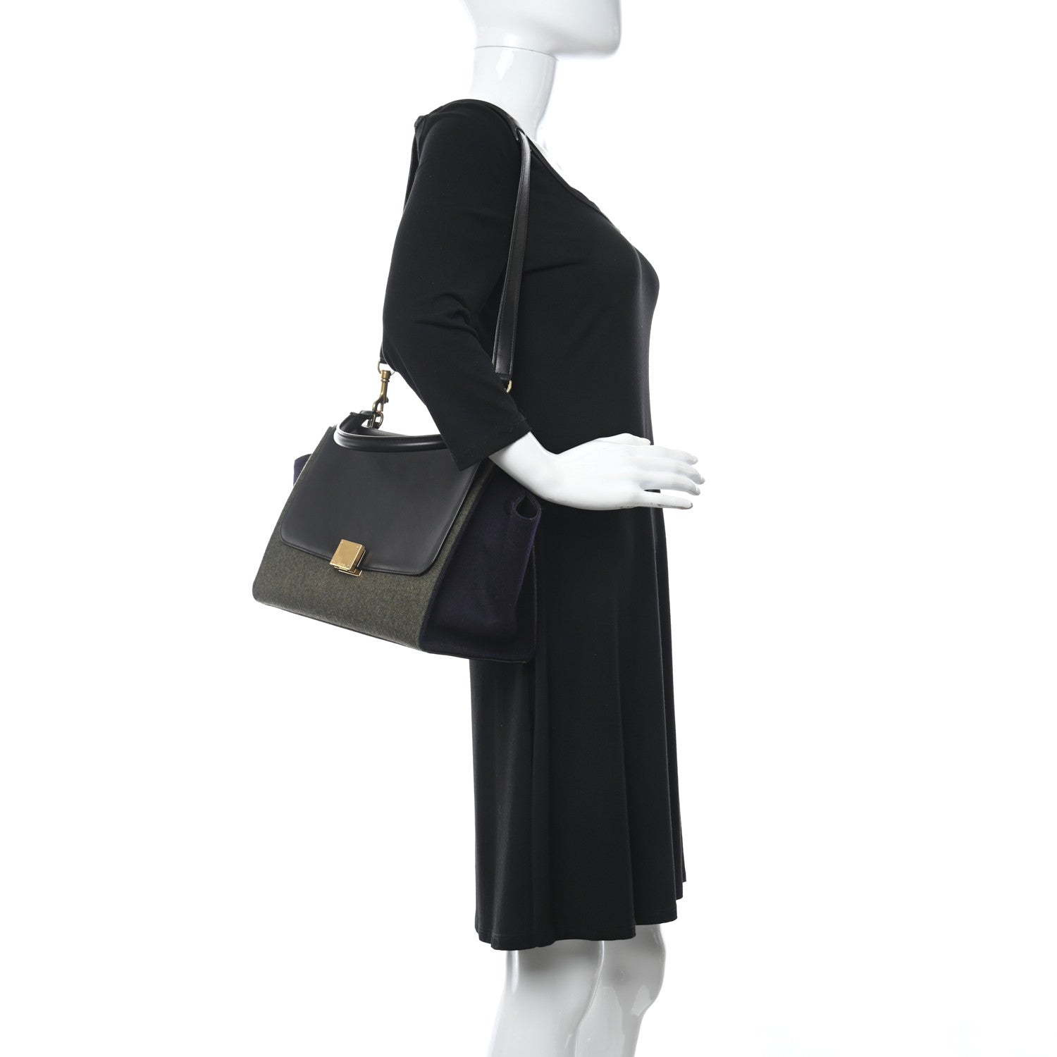 Celine Smooth Calfskin Felt Trapeze Khaki 2 of 12