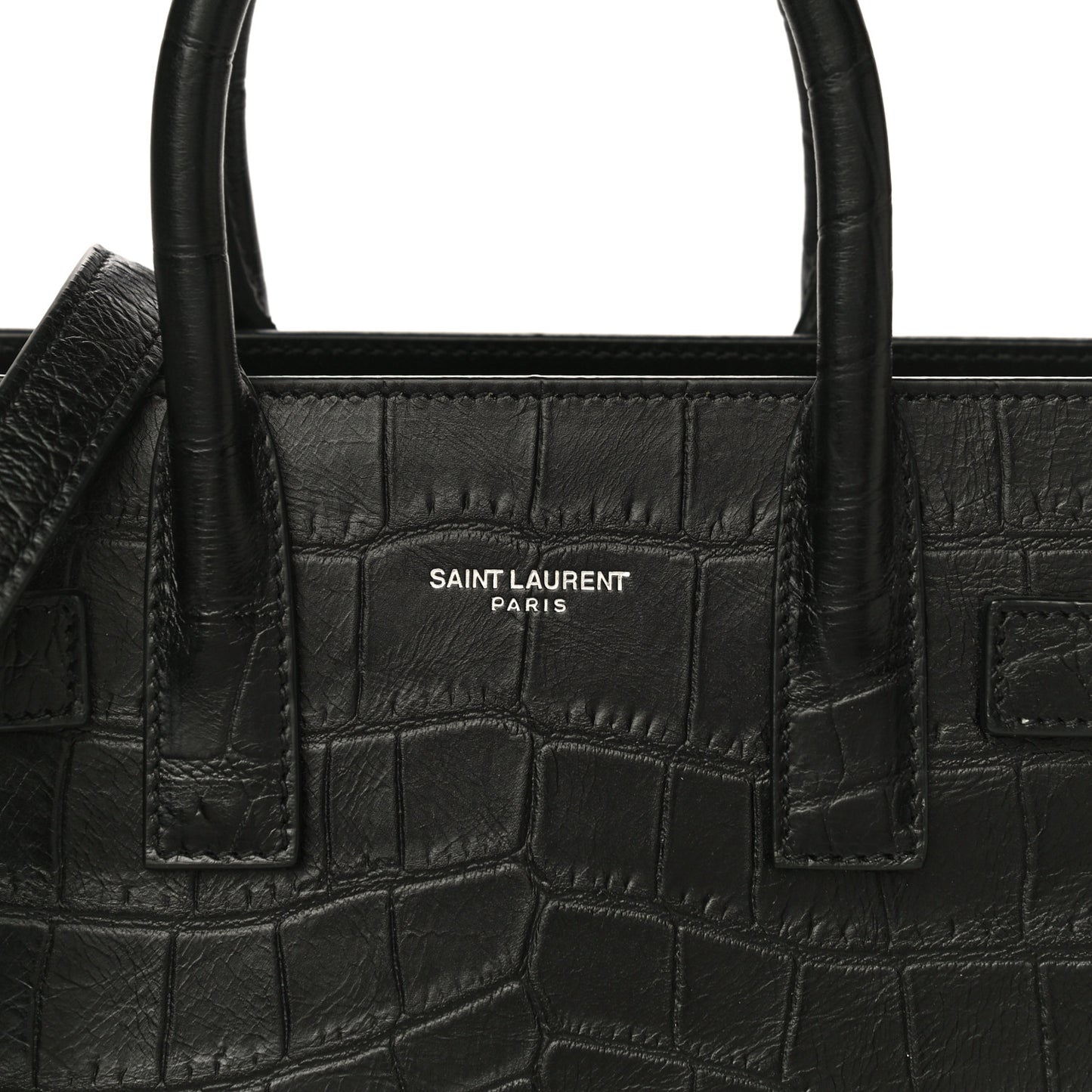 Calfskin Crocodile Embossed Nano Sac De Jour Black