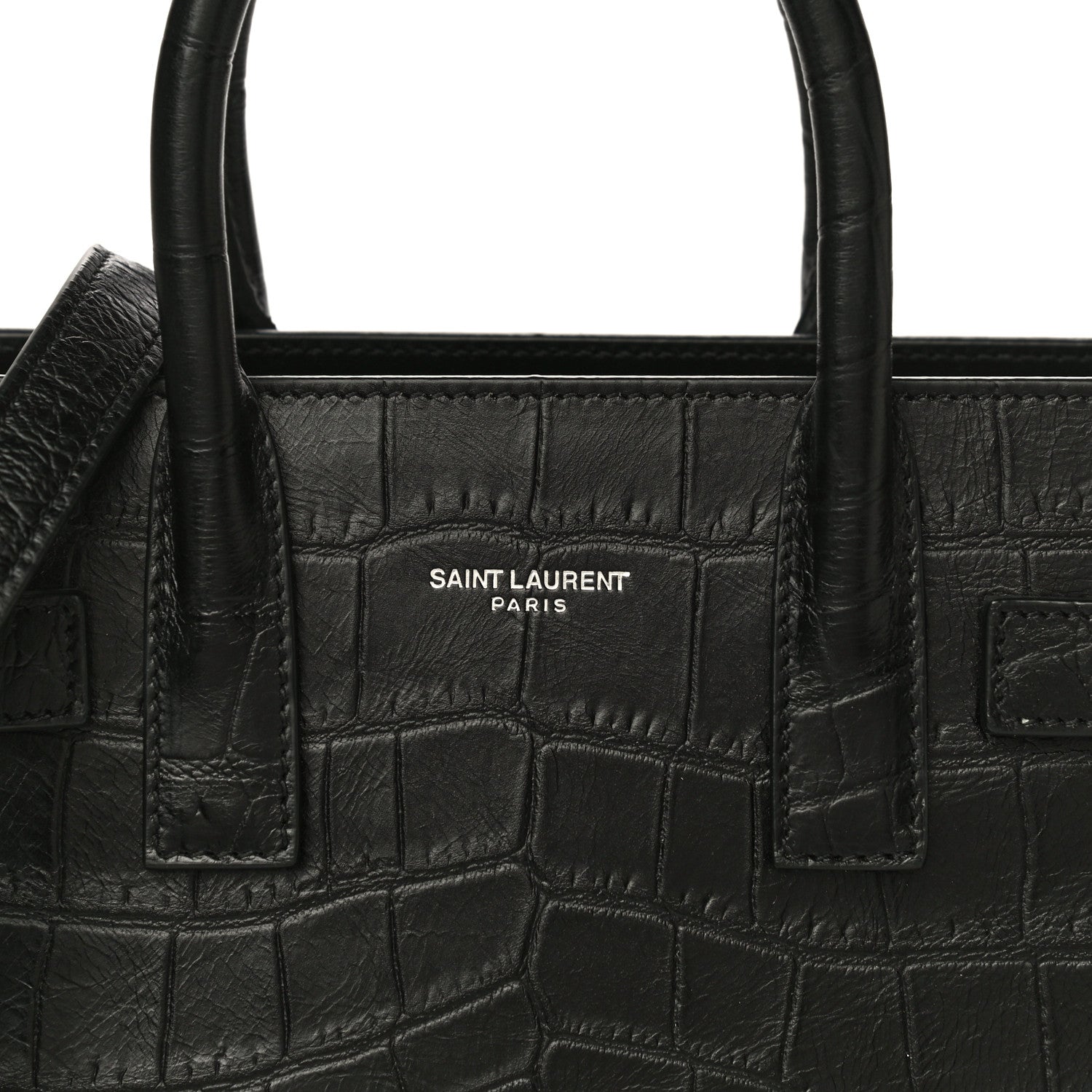 Saint Laurent Calfskin Crocodile Embossed Nano Sac De Jour Black 10 of 10