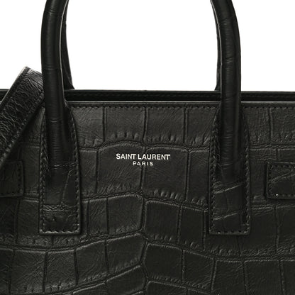 Saint Laurent Calfskin Crocodile Embossed Nano Sac De Jour Black 10 of 10
