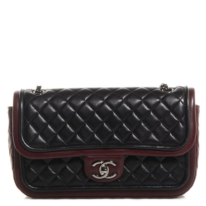 Chanel Lambskin Quilted Classic Twist Flap Bag Black Bordeaux 1 of 9