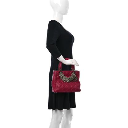 Christian Dior Lambskin Cannage Medium Pearl Lady Dior Dark Pink 2 of 9