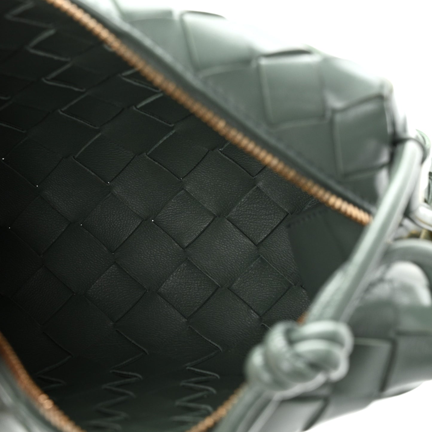Polished Nappa Intrecciato Knot Mini Loop Camera Bag Aloe