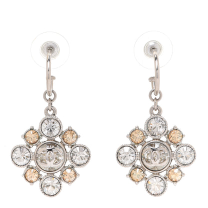 Chanel Crystal CC Flower Drop Earrings Silver 1 of 4