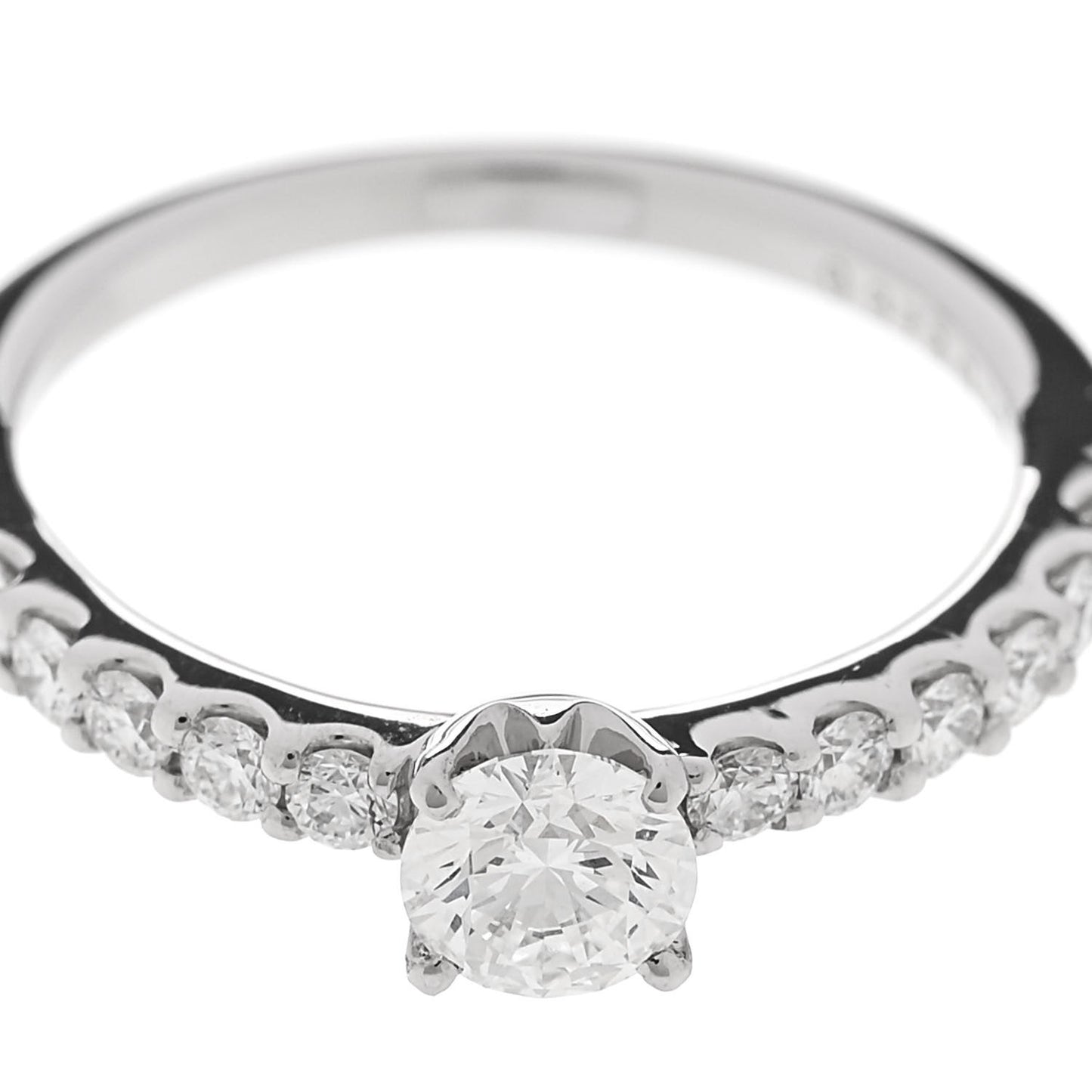 Platinum Diamond .37ct Round Cut Solitaire Half Eternity Engagement Ring  49 5