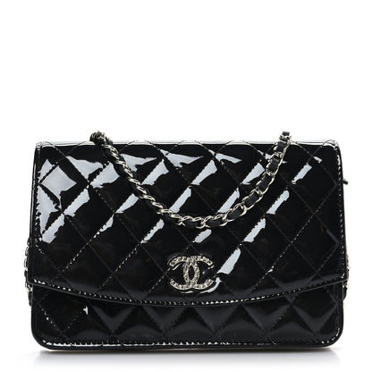 Chanel Patent Quilted Brilliant Wallet On Chain WOC Black 1 of 9