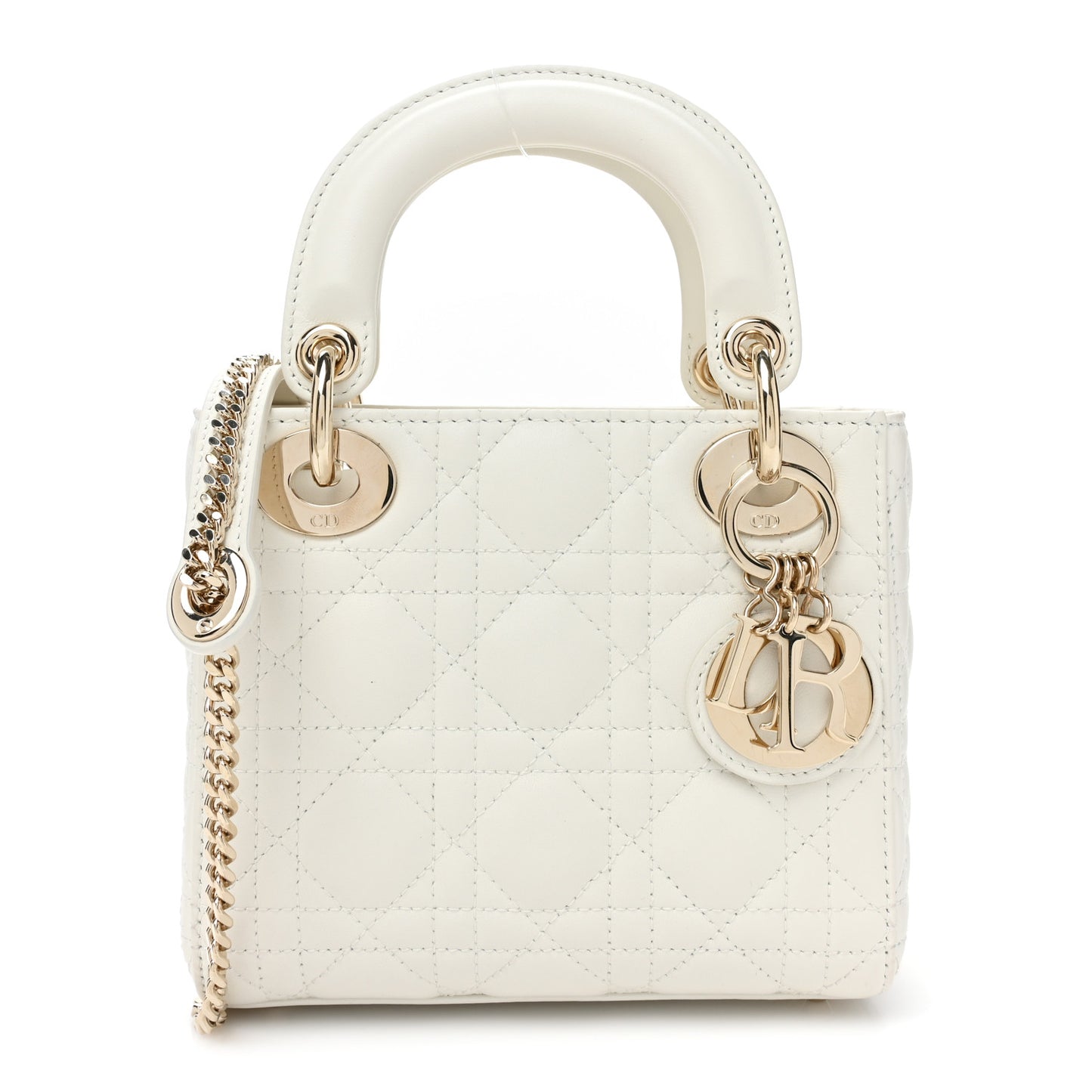Lambskin Cannage Mini Lady Dior White
