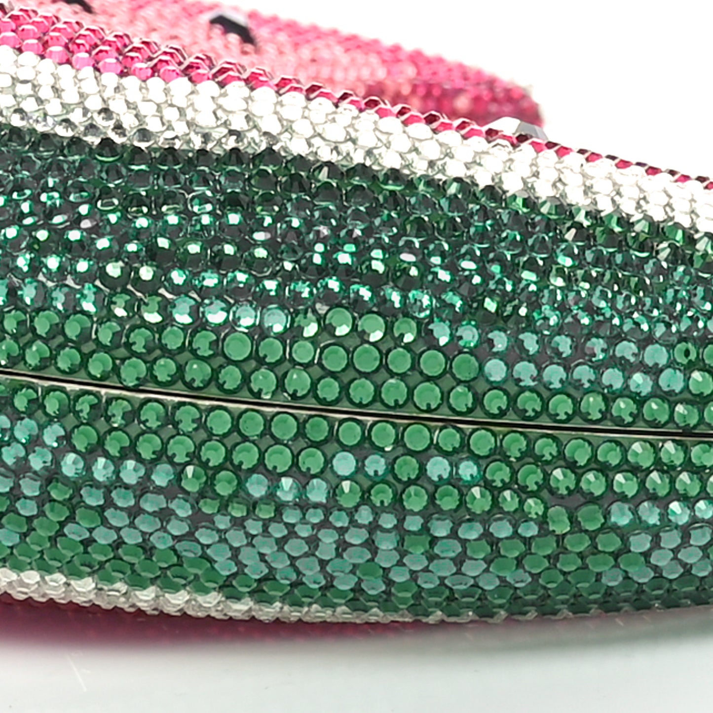Crystal Watermelon Crescent Minaudiere Clutch