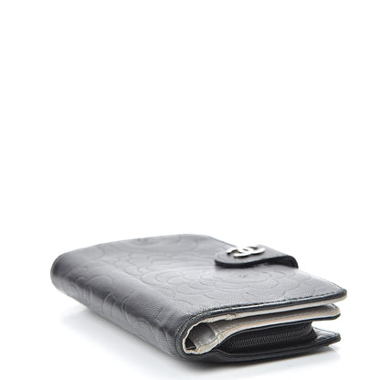 Chanel Lambskin Camellia Embossed Zipped Pocket Wallet Black 4 of 19
