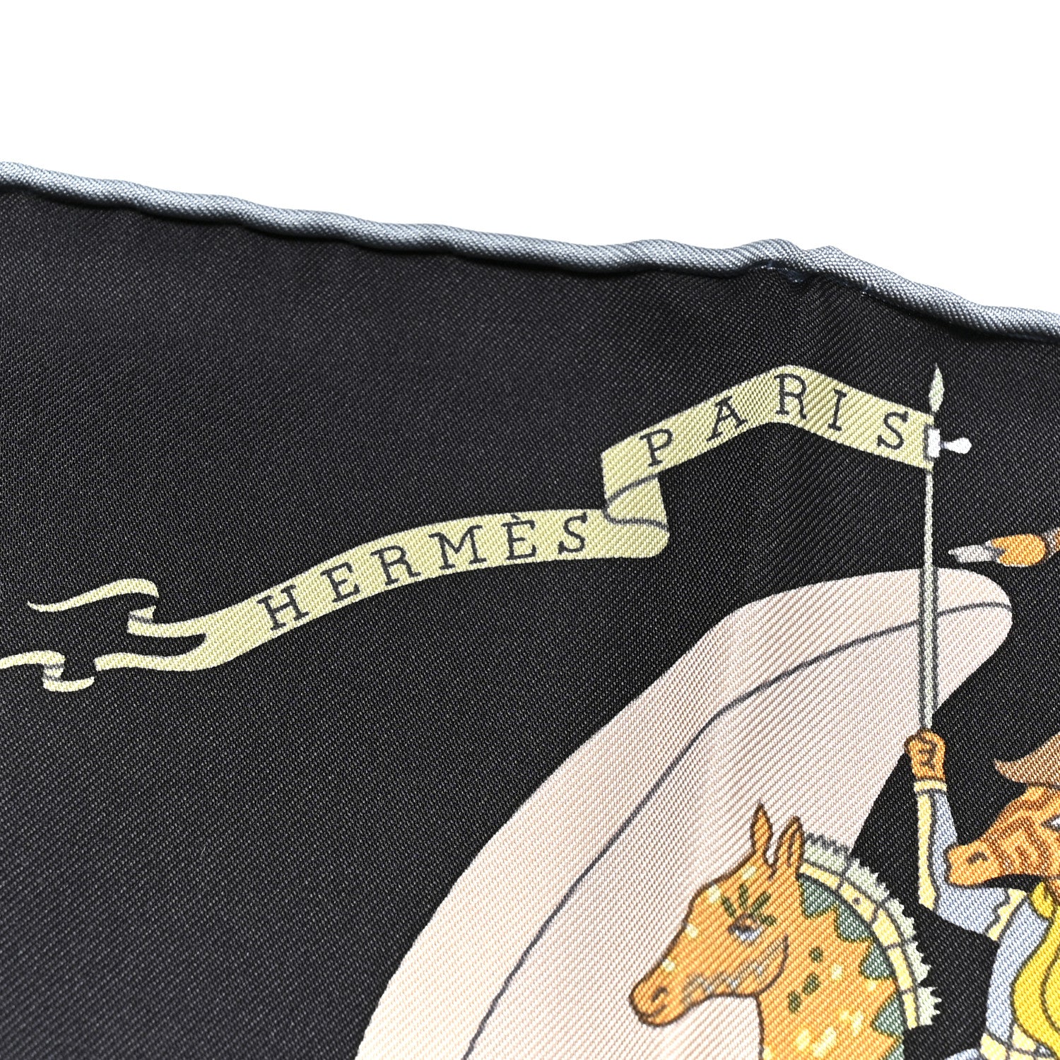 Hermes Silk Academia Hippica Scarf 90 Black Ardoise Rose 2 of 5