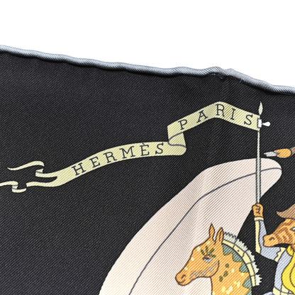 Hermes Silk Academia Hippica Scarf 90 Black Ardoise Rose 2 of 5