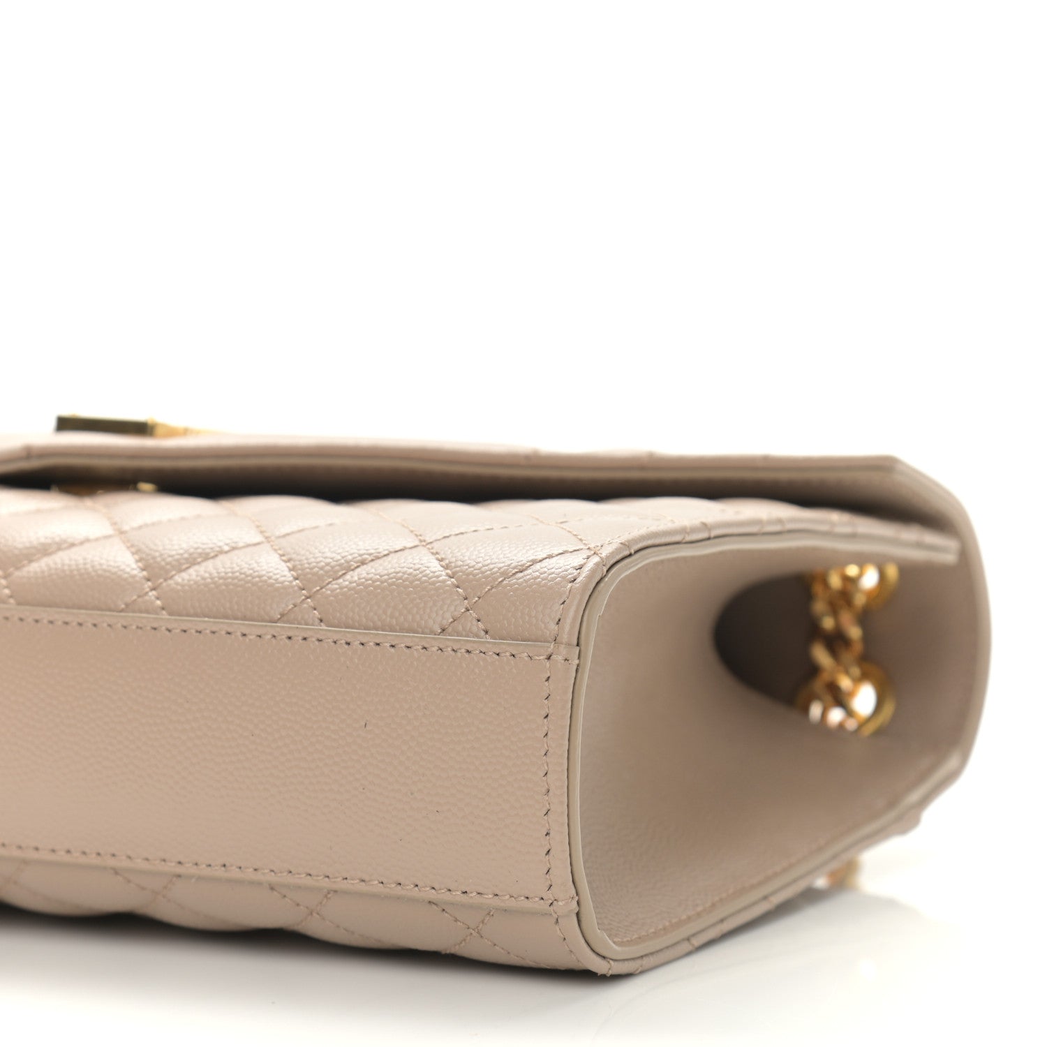 Saint Laurent Grain De Poudre Textured Mixed Matelasse Medium Triquilt Monogram Satchel Dark Beige 10 of 10