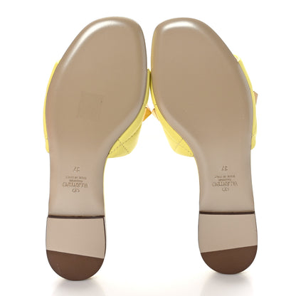 Valentino Garavani Nappa Roman Stud Flat Slide Sandals 37 Lime Sorbet 5 of 9