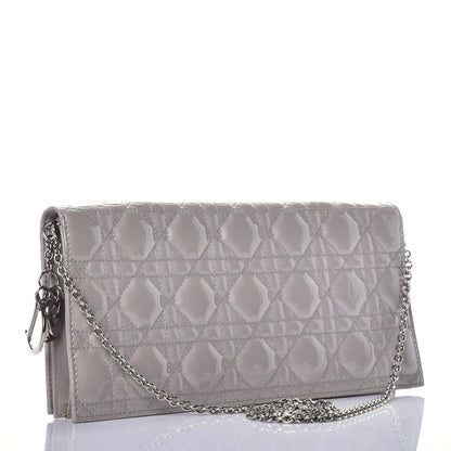 Christian Dior Patent Cannage Rendezvous Chain Wallet Grey 3 of 9