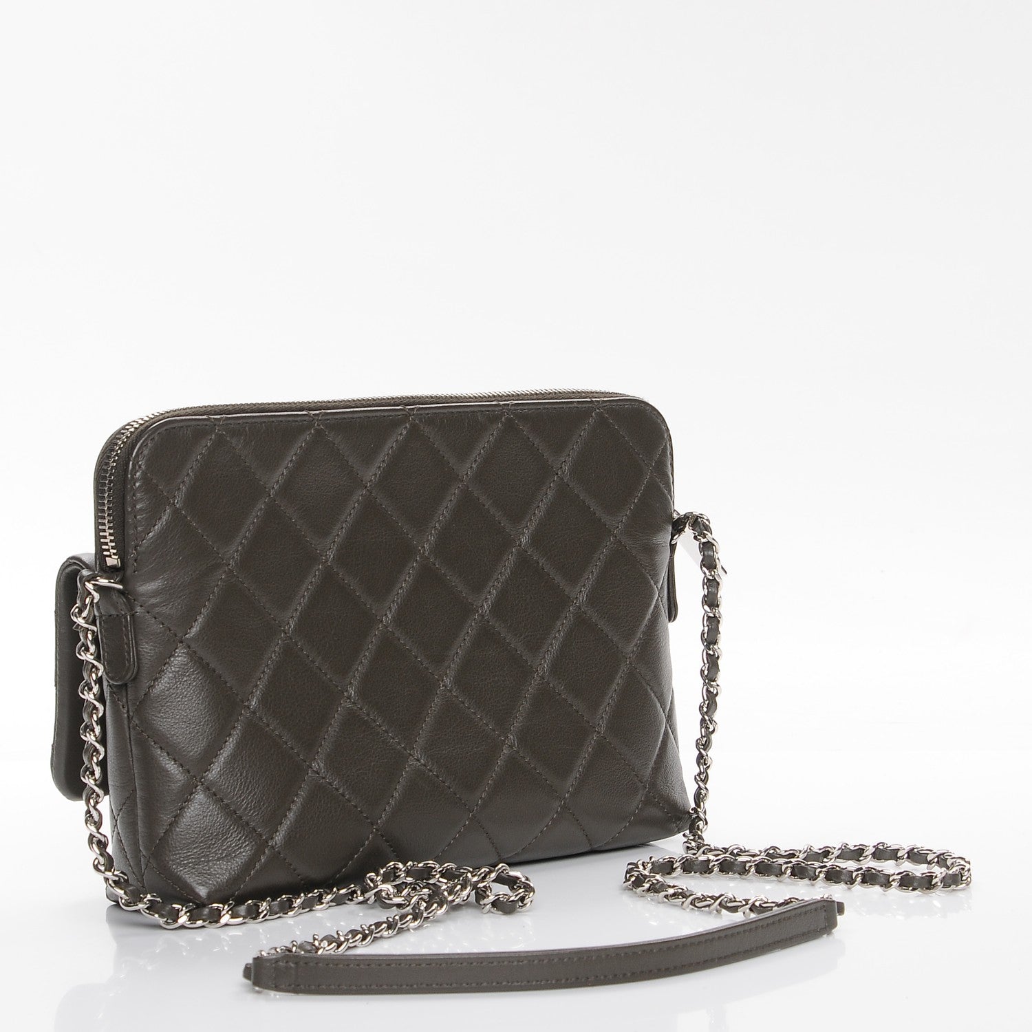 Chanel Calfskin Quilted Crossbody Bag Khaki 3 of 7