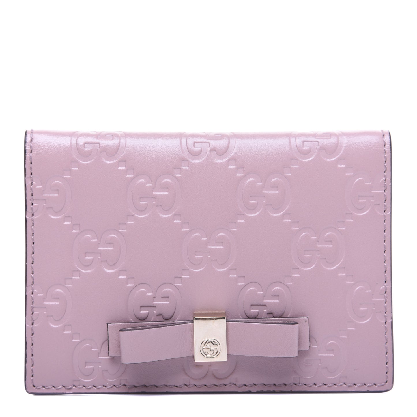 Guccissima Bow Train Pass Case Soft Pink