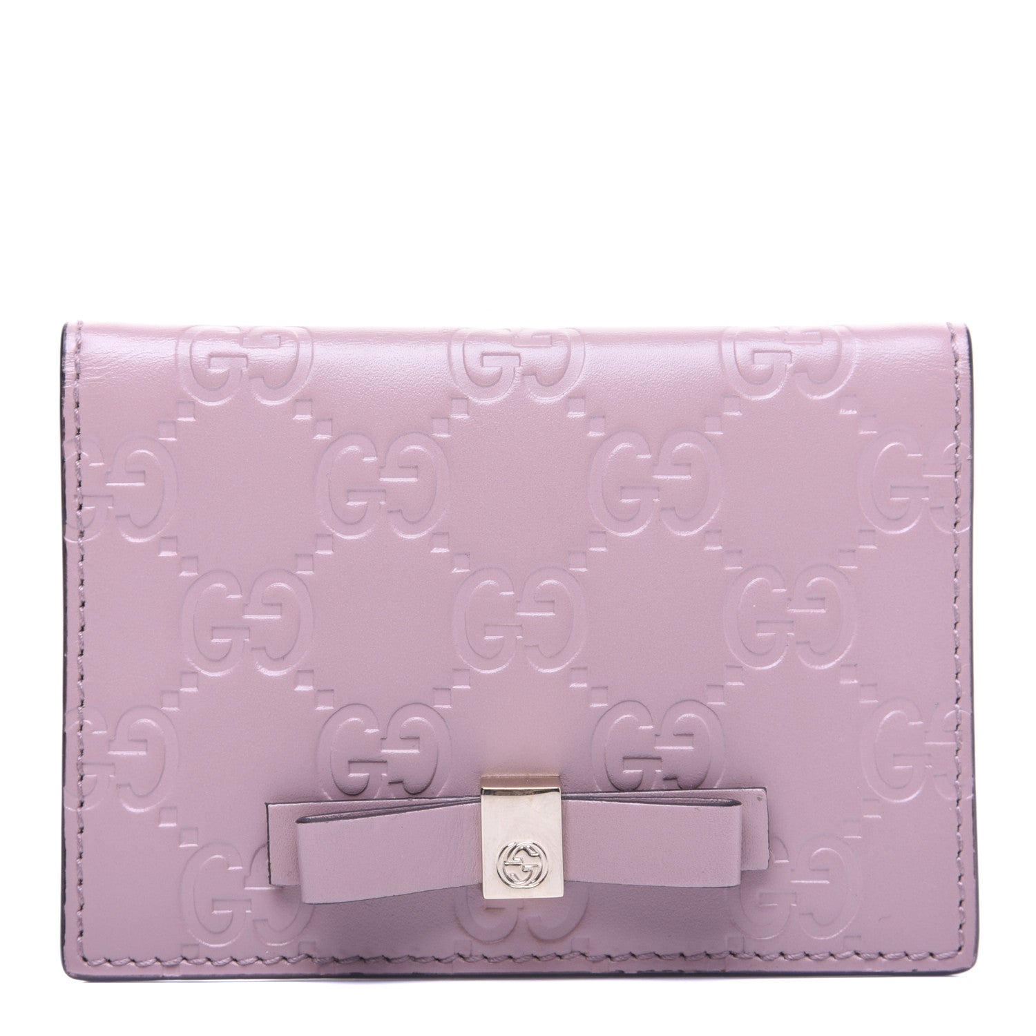 Gucci Guccissima Bow Train Pass Case Soft Pink 1 of 11