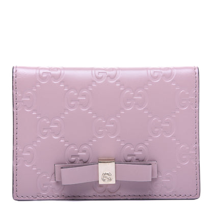 Gucci Guccissima Bow Train Pass Case Soft Pink 1 of 11