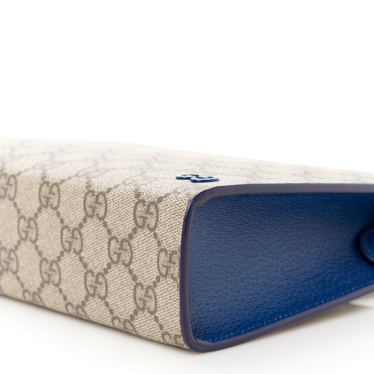 Gucci GG Supreme Monogram Bi-Color Small Zip Wristlet Pouch Beige Ebony Royale 10 of 11