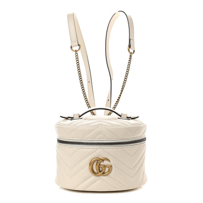 Gucci Calfskin Matelasse Mini GG Marmont Round Backpack White 1 of 9