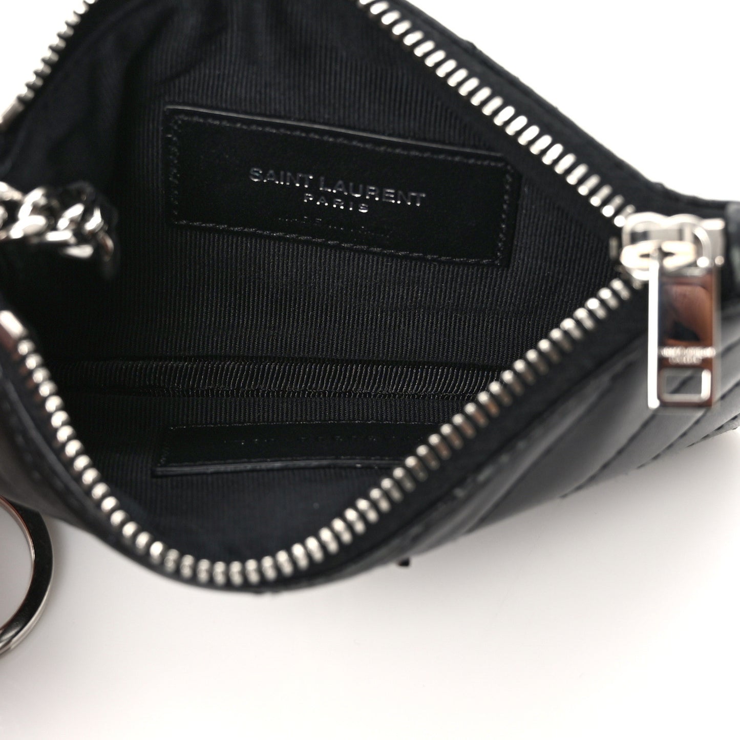Calfskin Matelasse Monogram Key Pouch Black