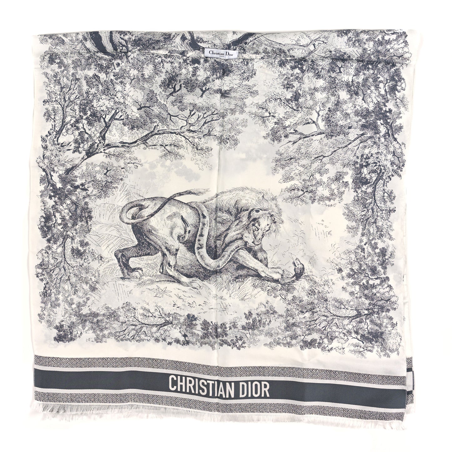 Silk Toile De Jouy Poncho Grey
