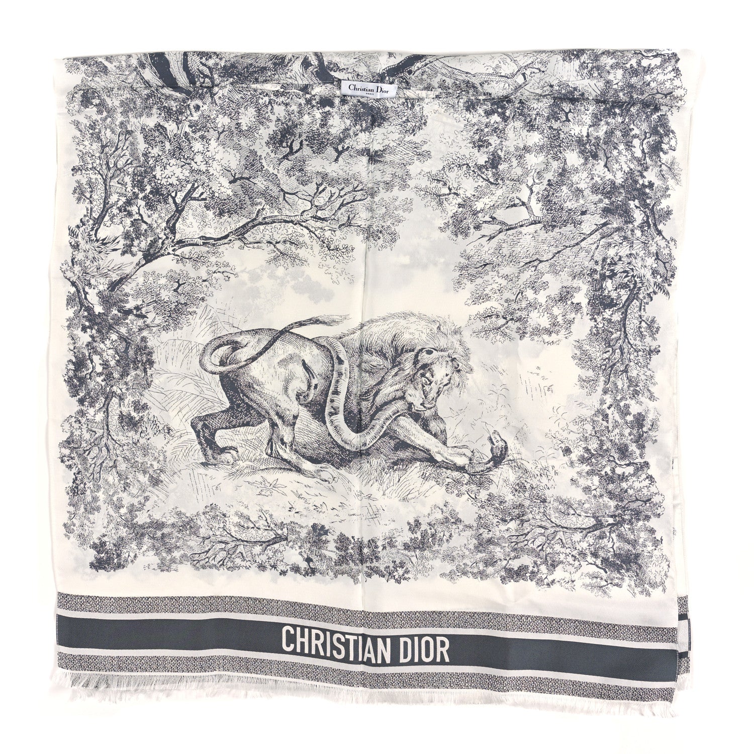 Christian Dior Silk Toile De Jouy Poncho Grey 1 of 3