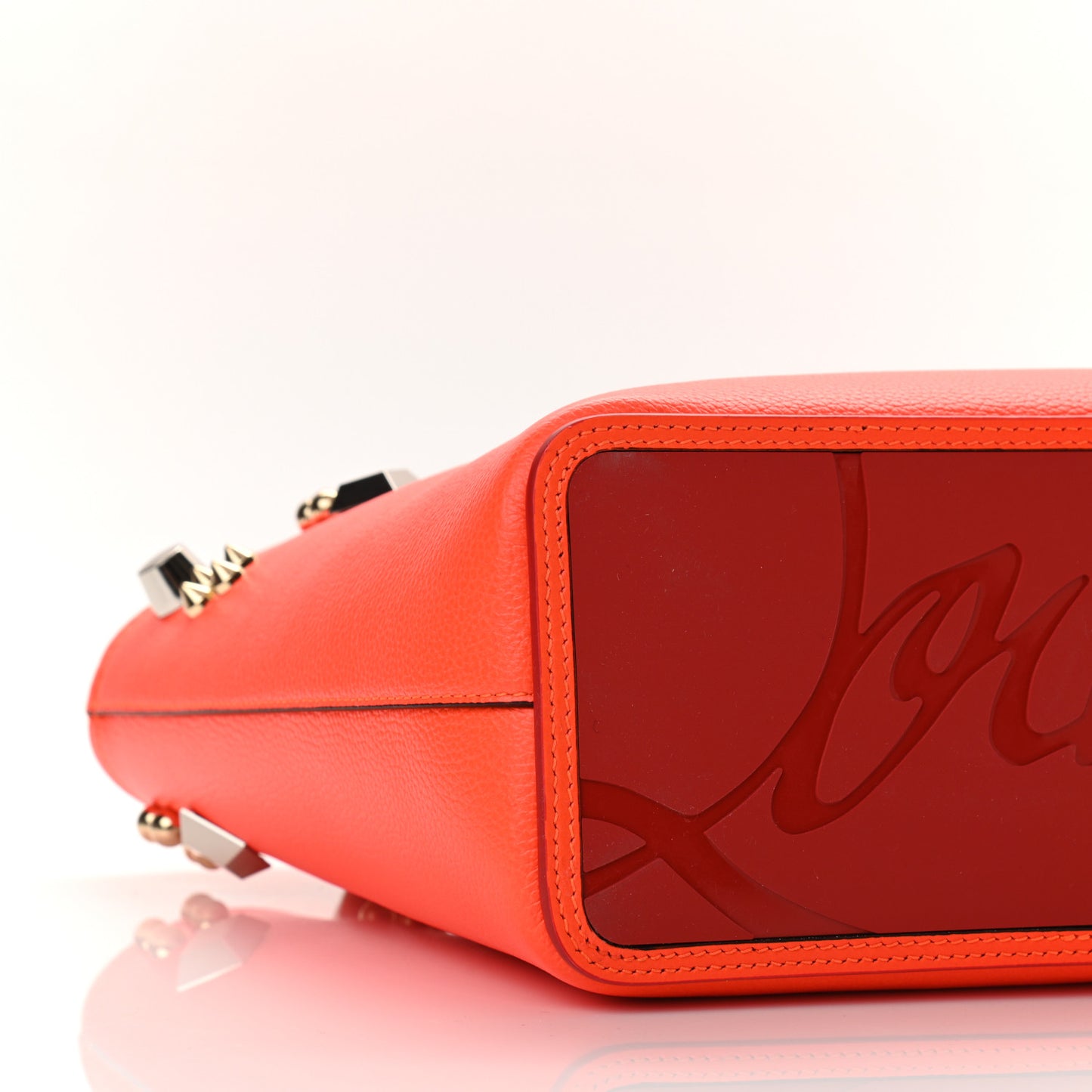 Calfskin Empire Spike Studded East West Cabata Tote Orange