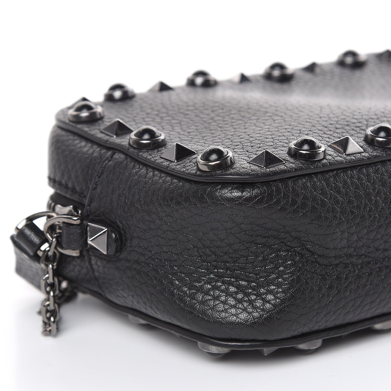 Valentino Garavani Calfskin Small Rockstud Rolling Chain Camera Crossbody Bag Black 9 of 9