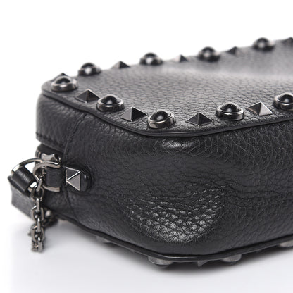Valentino Garavani Calfskin Small Rockstud Rolling Chain Camera Crossbody Bag Black 9 of 9