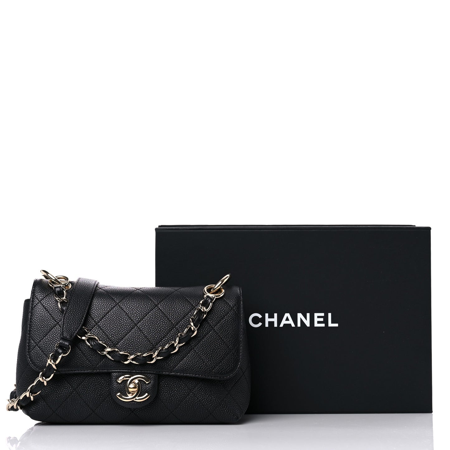Caviar Quilted Small City Walk Flap Black
