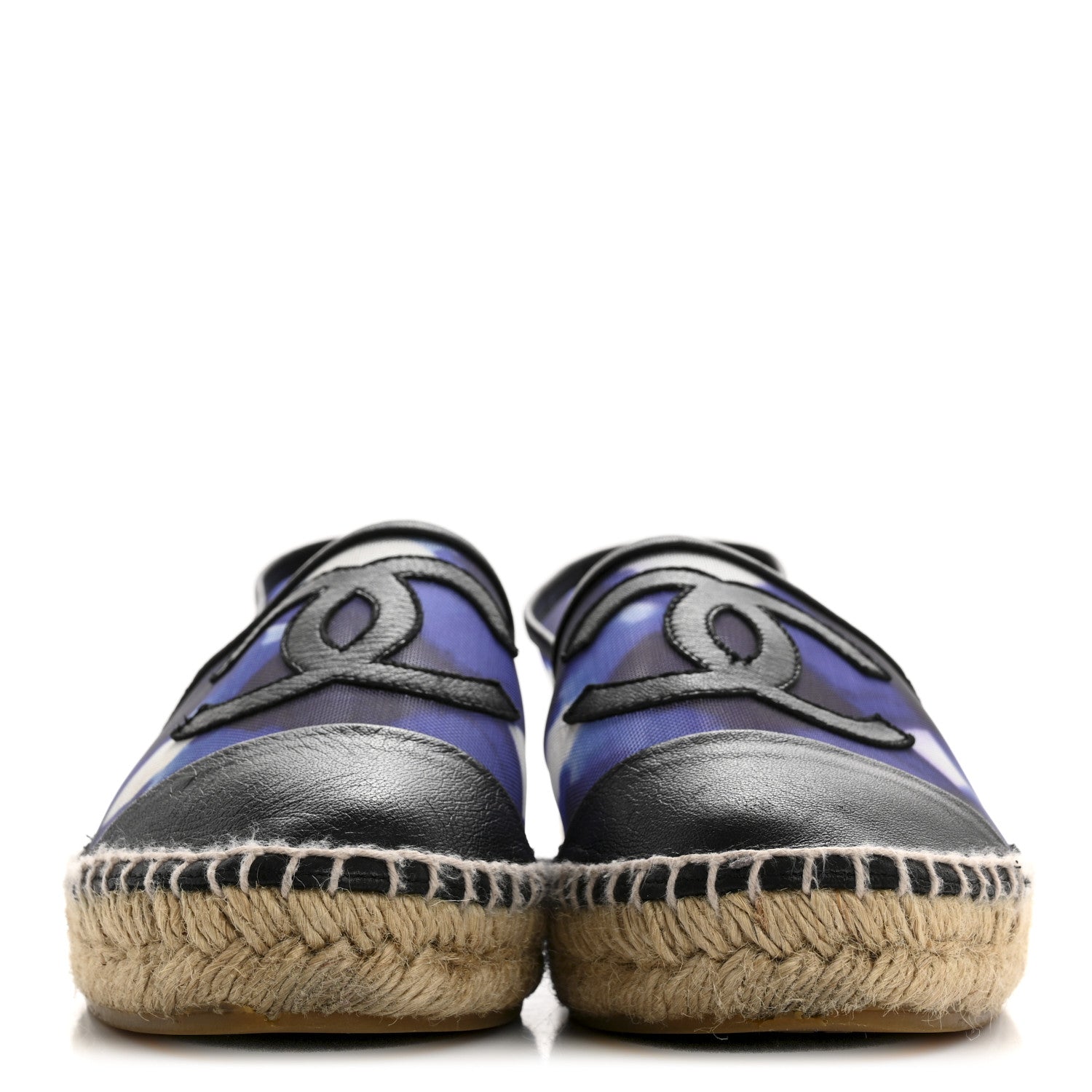 Chanel Mesh Grosgrain CC Espadrilles 37 Purple Black 3 of 9