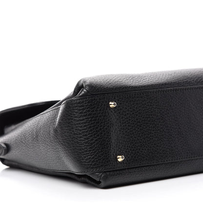 Gucci Dollar Calfskin Medium Interlocking G Top Handle Shoulder Bag Black 6 of 10