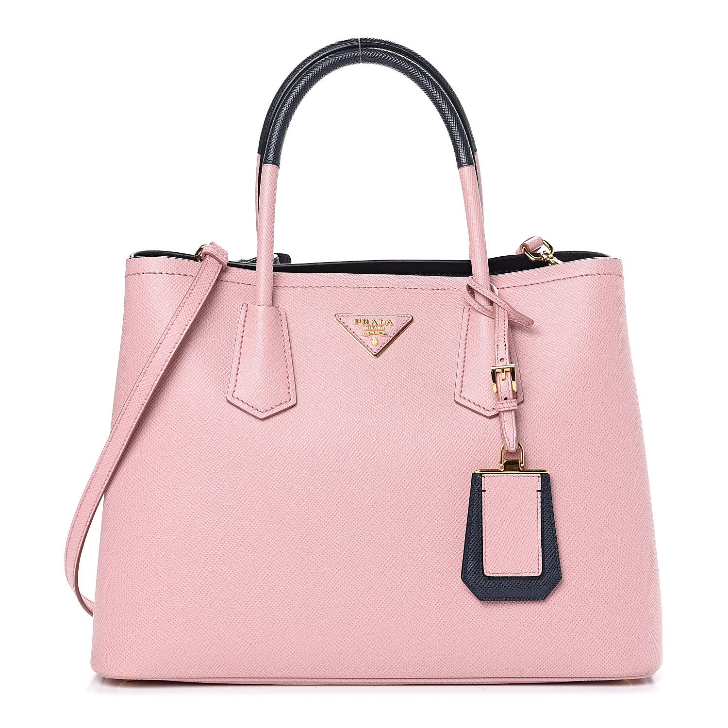 Prada Saffiano Cuir Medium Bi-Color Double Bag Pesco Baltico 1 of 9