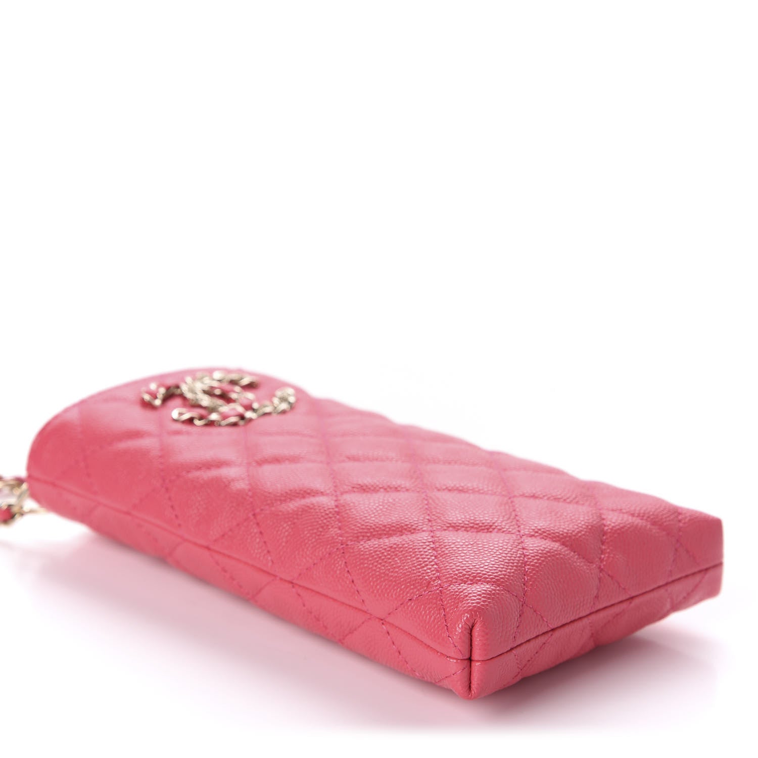 Chanel Caviar Quilted French New Wave Phone Holder With Chain Pink 3 of 11