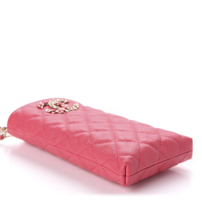 Chanel Caviar Quilted French New Wave Phone Holder With Chain Pink 3 of 11