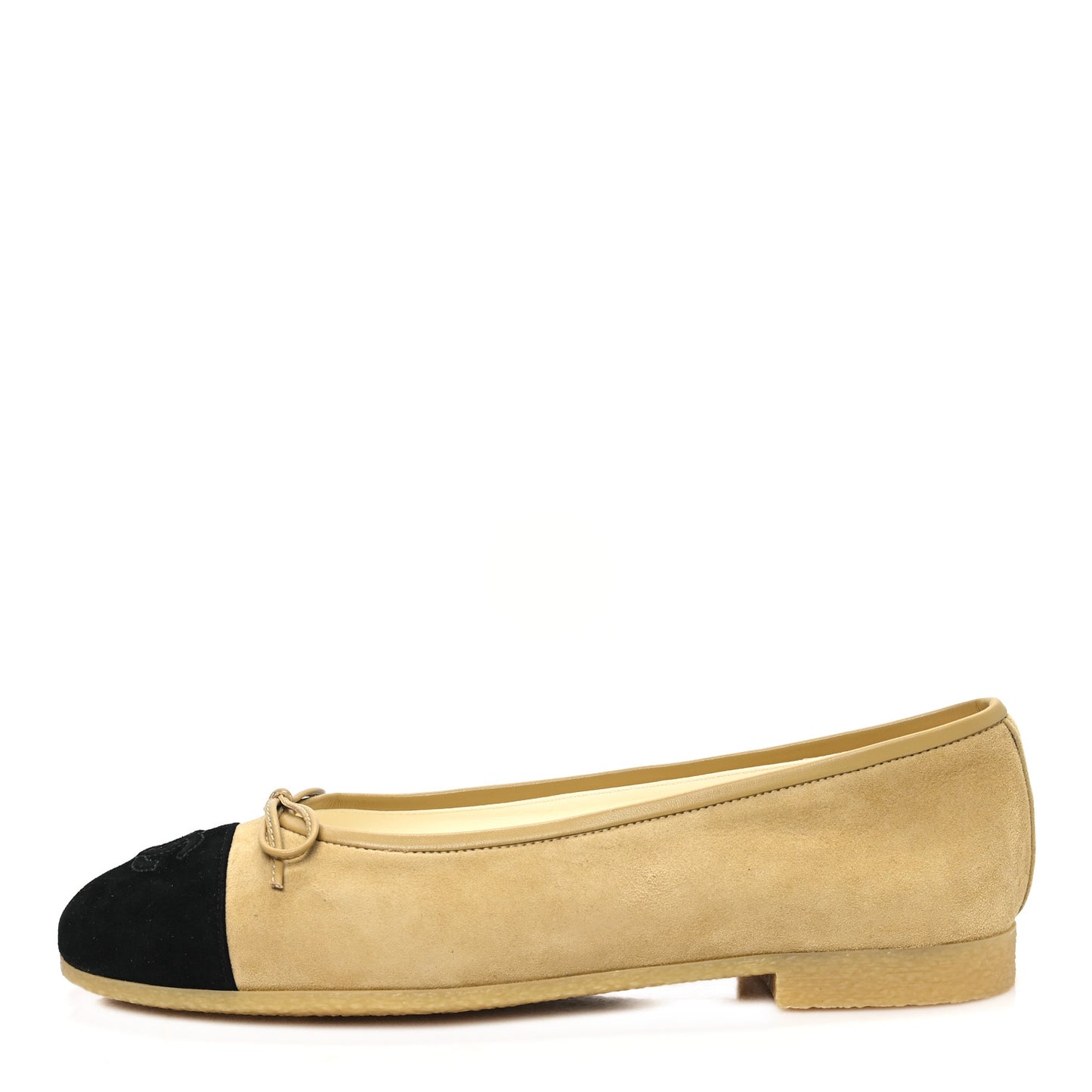 Suede Cap Toe CC Ballerina Flats 37.5 Beige Black