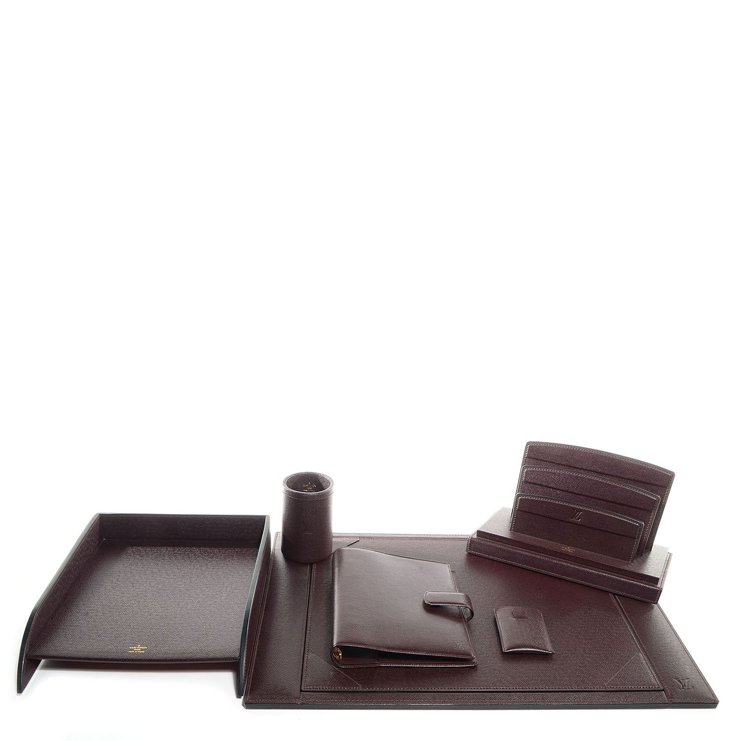 Taiga Leather 6 Piece Desk Set Acajou