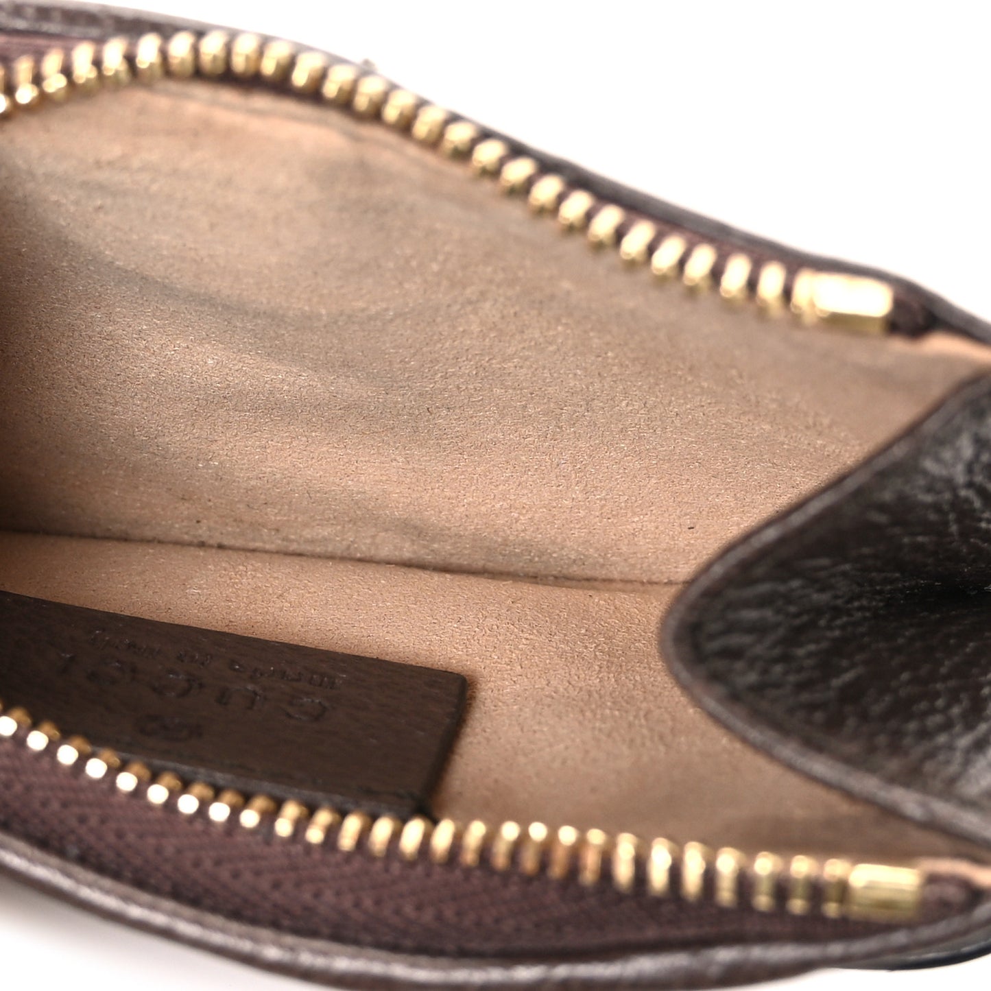 GG Supreme Monogram Web Ophidia Zip Card Case Brown