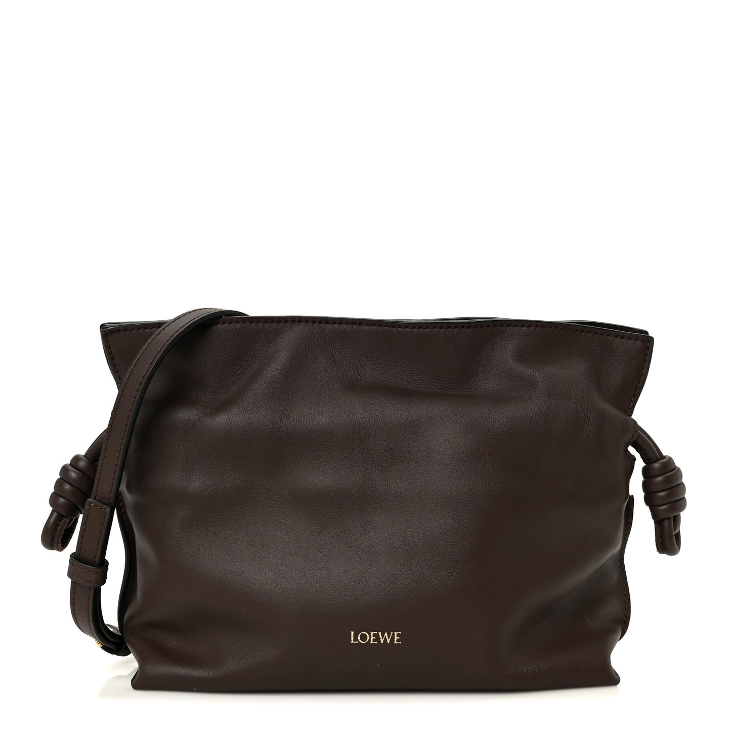 Nappa Flamenco Knot Clutch Chocolate