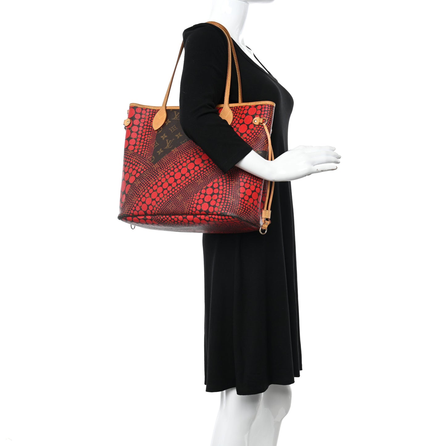 Monogram Kusama Waves Neverfull MM Red