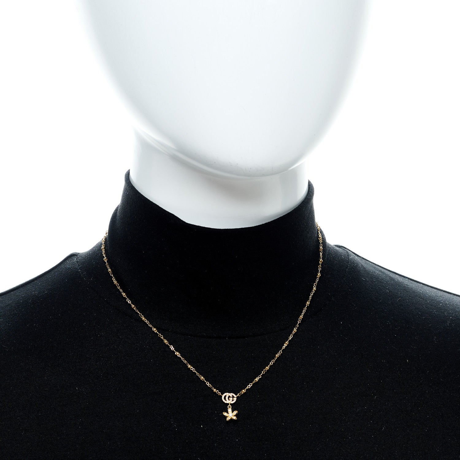 Gucci 18K Yellow Gold Diamond Flora Necklace 2 of 7
