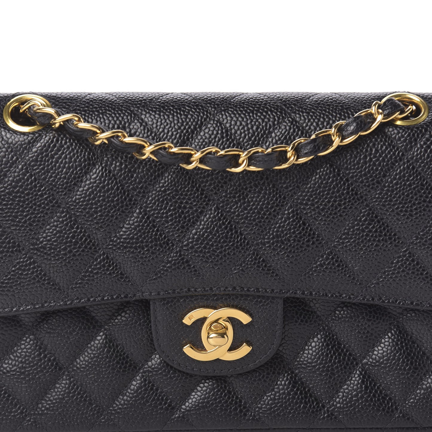 Caviar Quilted Small Double Flap Black