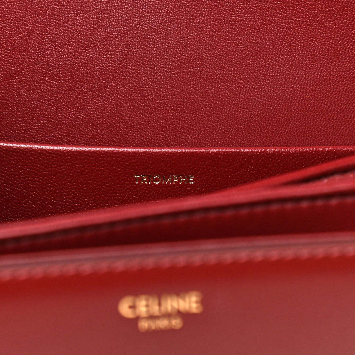 Celine Shiny Calfskin Medium Triomphe Light Burgundy 6 of 9