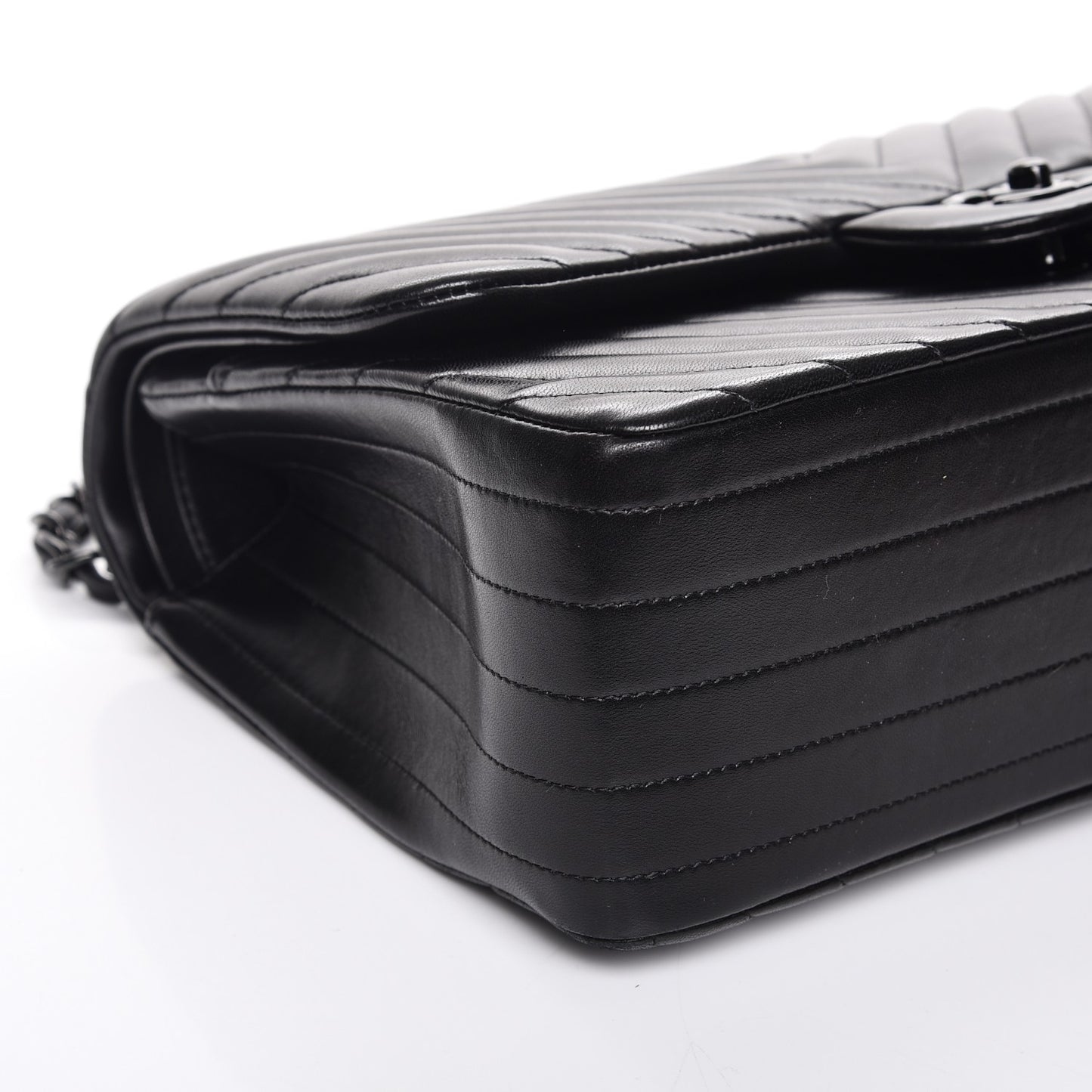 Lambskin Chevron Quilted Jumbo Double Flap So Black