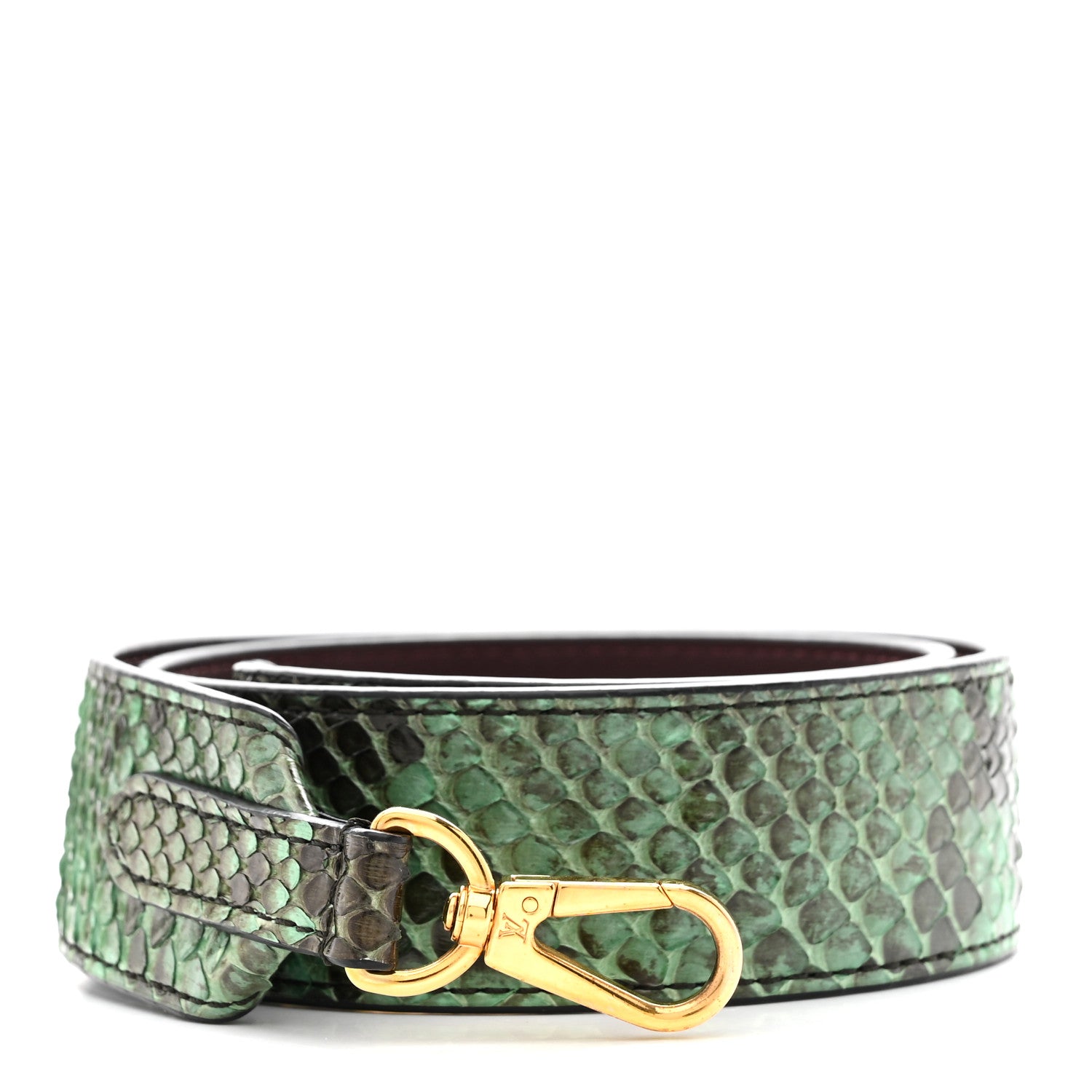 Louis Vuitton Snakeskin Calf Bandouliere Shoulder Strap Green Burgundy 1 of 6