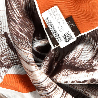 Hermes Silk Tiger Royal Double Face Scarf 90 Marron White Multicolor 4 of 4