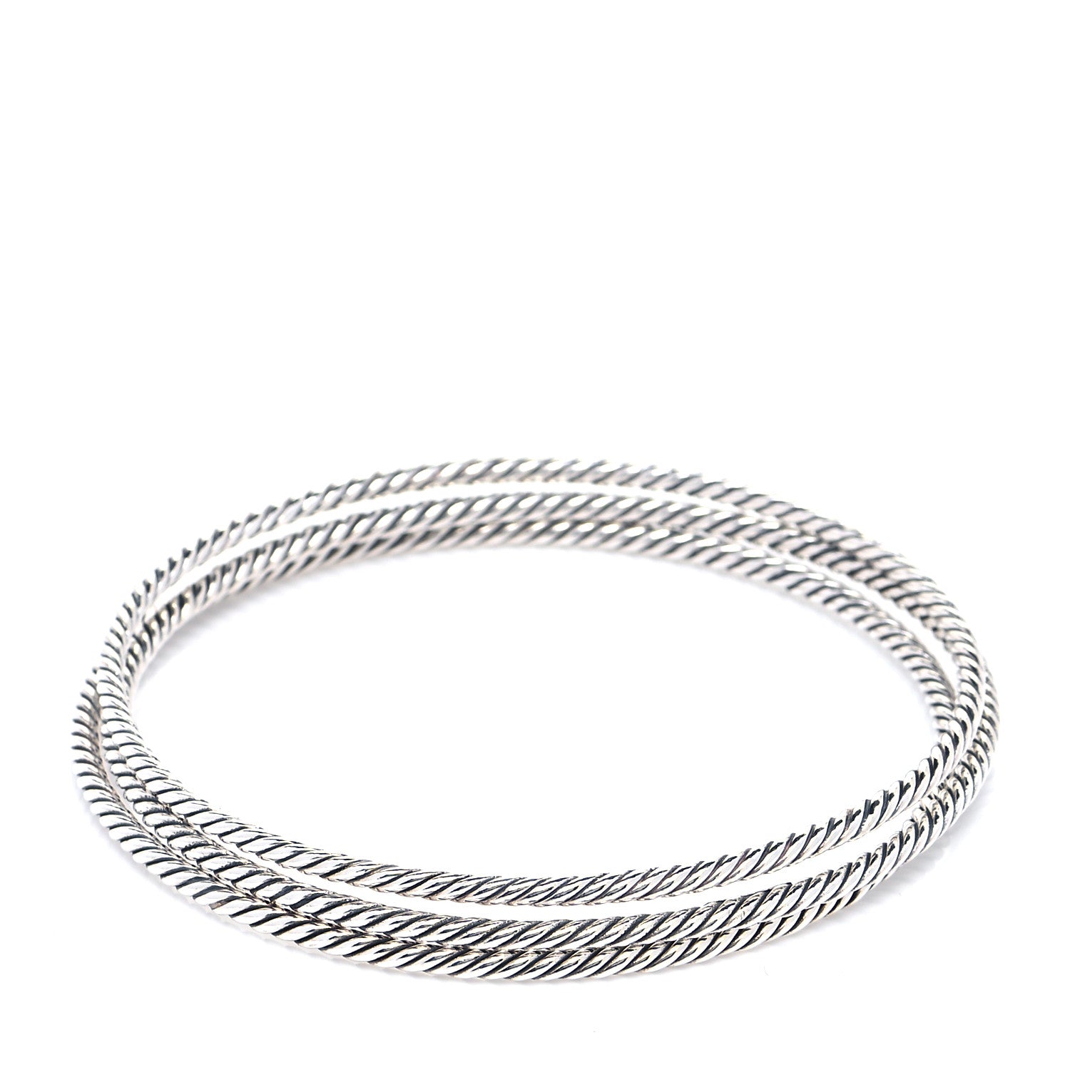 David Yurman Sterling Silver Cable Classics Bangle Bracelets Set of 3 3 of 5