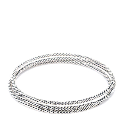 David Yurman Sterling Silver Cable Classics Bangle Bracelets Set of 3 3 of 5